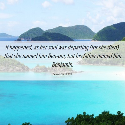 Picture 06 - Genesis 35:18 WEB - It happened, as her soul was departing (for she - Bible Verse Picture