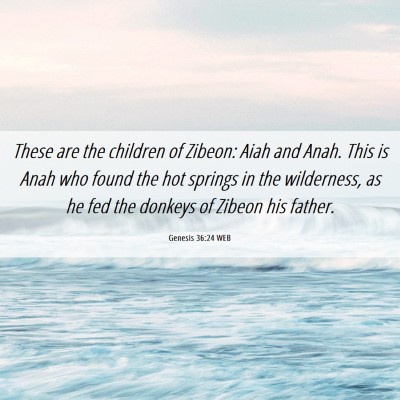 Picture 06 - Genesis 36:24 WEB - These are the children of Zibeon: Aiah and Anah. - Bible Verse Picture