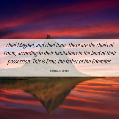 Picture 06 - Genesis 36:43 WEB - chief Magdiel, and chief Iram. These are the - Bible Verse Picture