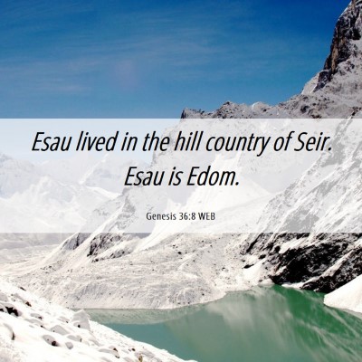 Picture 06 - Genesis 36:8 WEB - Esau lived in the hill country of Seir. Esau is - Bible Verse Picture