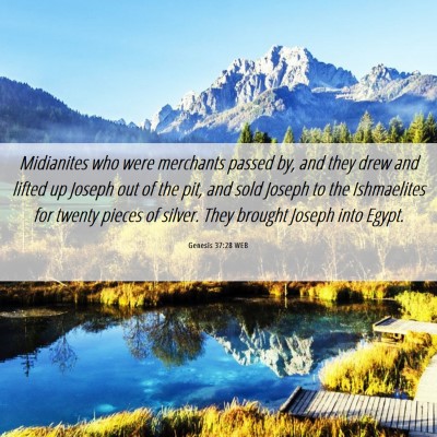 Picture 06 - Genesis 37:28 WEB - Midianites who were merchants passed by, and they - Bible Verse Picture