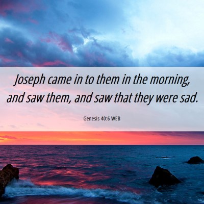Picture 06 - Genesis 40:6 WEB - Joseph came in to them in the morning, and saw - Bible Verse Picture