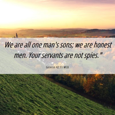 Picture 06 - Genesis 42:11 WEB - We are all one man's sons; we are honest men. - Bible Verse Picture