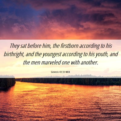 Picture 06 - Genesis 43:33 WEB - They sat before him, the firstborn according to - Bible Verse Picture