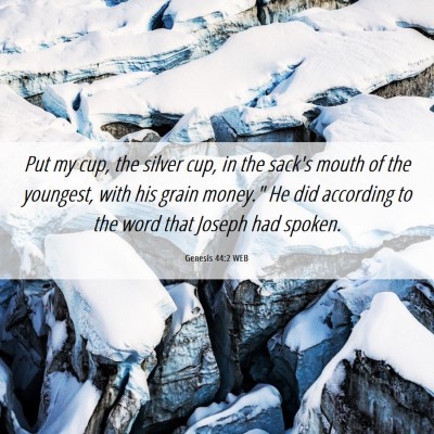 Picture 06 - Genesis 44:2 WEB - Put my cup, the silver cup, in the sack's mouth - Bible Verse Picture