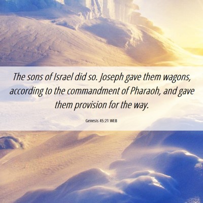 Picture 06 - Genesis 45:21 WEB - The sons of Israel did so. Joseph gave them - Bible Verse Picture