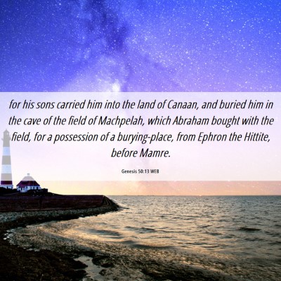 Picture 06 - Genesis 50:13 WEB - for his sons carried him into the land of Canaan, - Bible Verse Picture