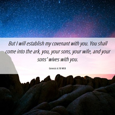 Picture 06 - Genesis 6:18 WEB - But I will establish my covenant with you. You - Bible Verse Picture