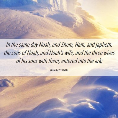 Picture 06 - Genesis 7:13 WEB - In the same day Noah, and Shem, Ham, and Japheth, - Bible Verse Picture