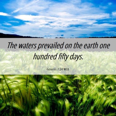 Picture 06 - Genesis 7:24 WEB - The waters prevailed on the earth one hundred - Bible Verse Picture