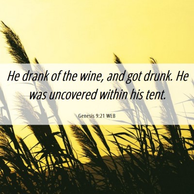 Picture 06 - Genesis 9:21 WEB - He drank of the wine, and got drunk. He was - Bible Verse Picture