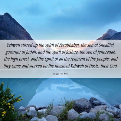 Picture 06 - Haggai 1:14 WEB - Yahweh stirred up the spirit of Zerubbabel, the - Bible Verse Picture