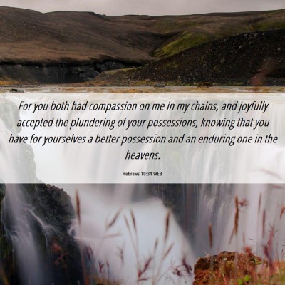 Picture 06 - Hebrews 10:34 WEB - For you both had compassion on me in my chains, - Bible Verse Picture