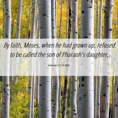Picture 06 - Hebrews 11:24 WEB - By faith, Moses, when he had grown up, refused to - Bible Verse Picture