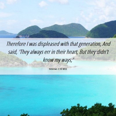 Picture 06 - Hebrews 3:10 WEB - Therefore I was displeased with that generation, - Bible Verse Picture