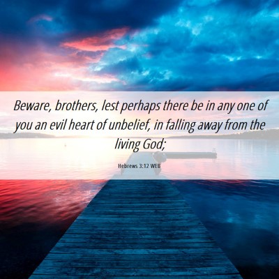 Picture 06 - Hebrews 3:12 WEB - Beware, brothers, lest perhaps there be in any - Bible Verse Picture