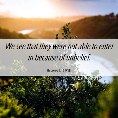 Picture 06 - Hebrews 3:19 WEB - We see that they were not able to enter in - Bible Verse Picture