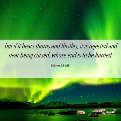 Picture 06 - Hebrews 6:8 WEB - but if it bears thorns and thistles, it is - Bible Verse Picture