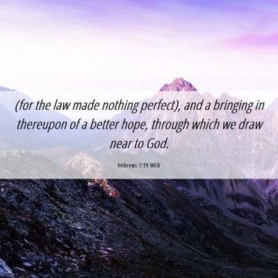 Picture 06 - Hebrews 7:19 WEB - (for the law made nothing perfect), and a - Bible Verse Picture