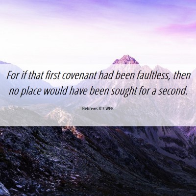 Picture 06 - Hebrews 8:7 WEB - For if that first covenant had been faultless, - Bible Verse Picture