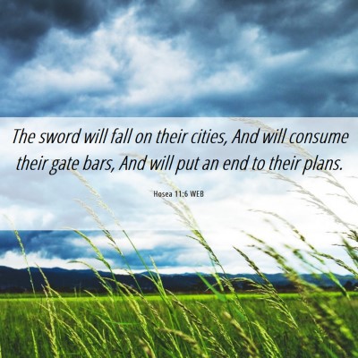 Picture 06 - Hosea 11:6 WEB - The sword will fall on their cities, And will - Bible Verse Picture