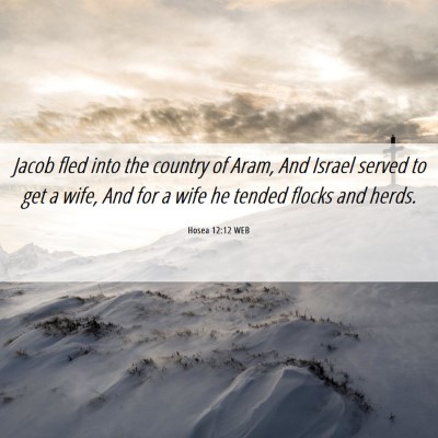 Picture 06 - Hosea 12:12 WEB - Jacob fled into the country of Aram, And Israel - Bible Verse Picture