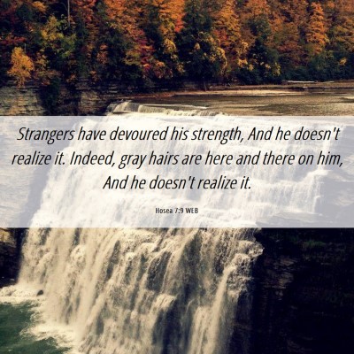 Picture 06 - Hosea 7:9 WEB - Strangers have devoured his strength, And he - Bible Verse Picture