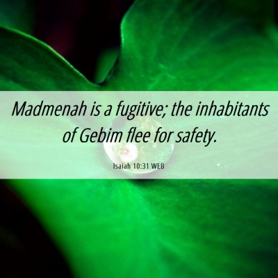 Picture 06 - Isaiah 10:31 WEB - Madmenah is a fugitive; the inhabitants of Gebim - Bible Verse Picture