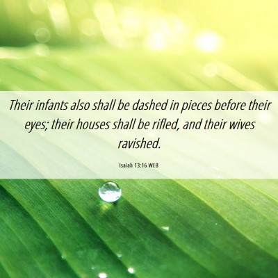 Picture 06 - Isaiah 13:16 WEB - Their infants also shall be dashed in pieces - Bible Verse Picture