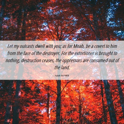 Picture 06 - Isaiah 16:4 WEB - Let my outcasts dwell with you; as for Moab, be a - Bible Verse Picture