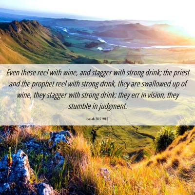 Picture 06 - Isaiah 28:7 WEB - Even these reel with wine, and stagger with - Bible Verse Picture