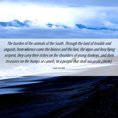 Picture 06 - Isaiah 30:6 WEB - The burden of the animals of the South. Through - Bible Verse Picture