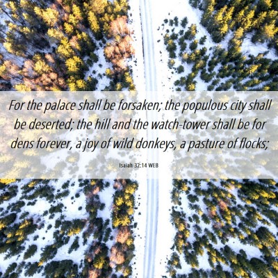 Picture 06 - Isaiah 32:14 WEB - For the palace shall be forsaken; the populous - Bible Verse Picture
