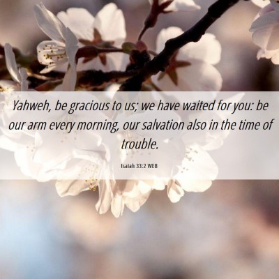 Picture 06 - Isaiah 33:2 WEB - Yahweh, be gracious to us; we have waited for - Bible Verse Picture