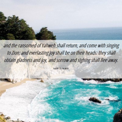 Picture 06 - Isaiah 35:10 WEB - and the ransomed of Yahweh shall return, and come - Bible Verse Picture