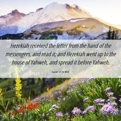 Picture 06 - Isaiah 37:14 WEB - Hezekiah received the letter from the hand of the - Bible Verse Picture