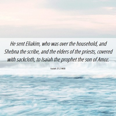 Picture 06 - Isaiah 37:2 WEB - He sent Eliakim, who was over the household, and - Bible Verse Picture