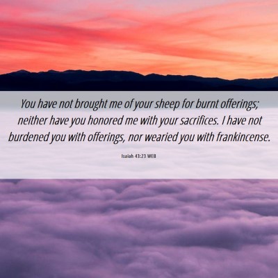 Picture 06 - Isaiah 43:23 WEB - You have not brought me of your sheep for burnt - Bible Verse Picture