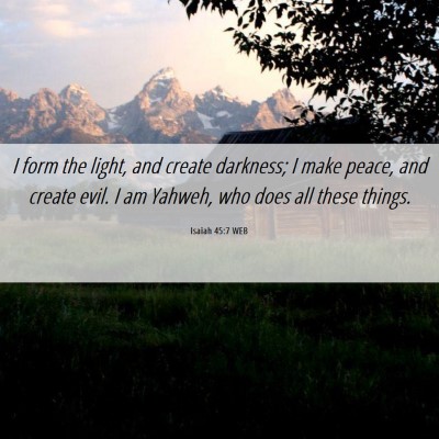 Picture 06 - Isaiah 45:7 WEB - I form the light, and create darkness; I make - Bible Verse Picture
