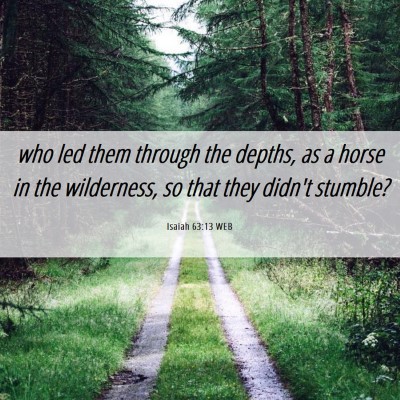 Picture 06 - Isaiah 63:13 WEB - who led them through the depths, as a horse in - Bible Verse Picture