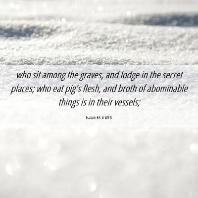 Picture 06 - Isaiah 65:4 WEB - who sit among the graves, and lodge in the secret - Bible Verse Picture
