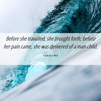 Picture 06 - Isaiah 66:7 WEB - Before she travailed, she brought forth; before - Bible Verse Picture