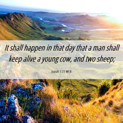 Picture 06 - Isaiah 7:21 WEB - It shall happen in that day that a man shall keep - Bible Verse Picture