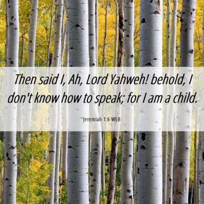 Picture 06 - Jeremiah 1:6 WEB - Then said I, Ah, Lord Yahweh! behold, I don't - Bible Verse Picture
