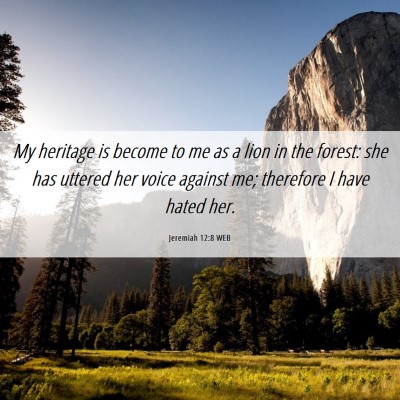 Picture 06 - Jeremiah 12:8 WEB - My heritage is become to me as a lion in the - Bible Verse Picture