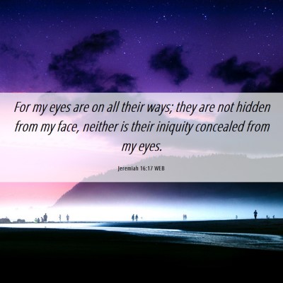 Picture 06 - Jeremiah 16:17 WEB - For my eyes are on all their ways; they are not - Bible Verse Picture