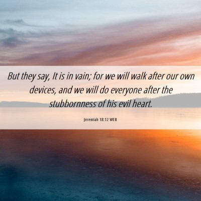 Picture 06 - Jeremiah 18:12 WEB - But they say, It is in vain; for we will walk - Bible Verse Picture