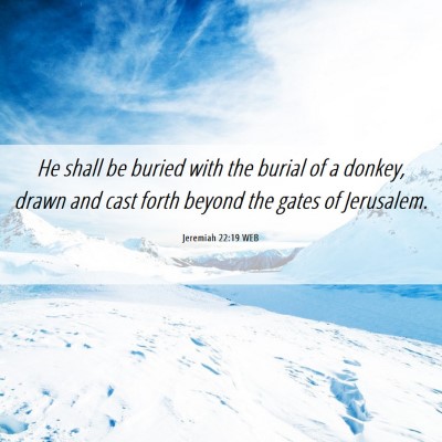Picture 06 - Jeremiah 22:19 WEB - He shall be buried with the burial of a donkey, - Bible Verse Picture