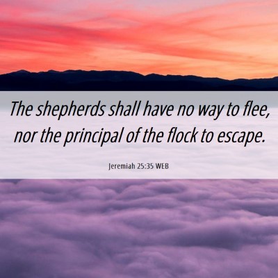 Picture 06 - Jeremiah 25:35 WEB - The shepherds shall have no way to flee, nor the - Bible Verse Picture
