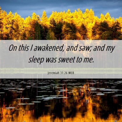 Picture 06 - Jeremiah 31:26 WEB - On this I awakened, and saw; and my sleep was - Bible Verse Picture